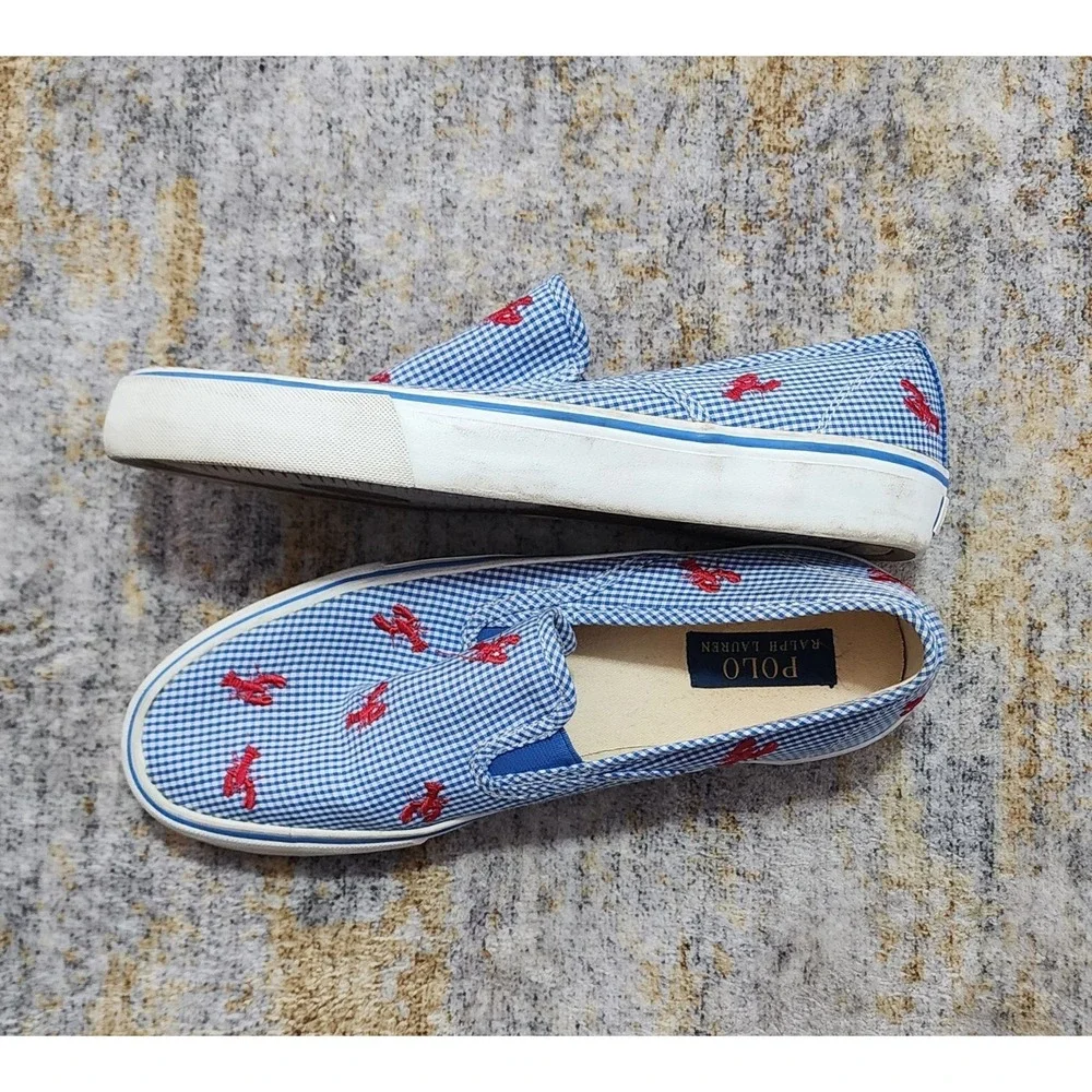Polo Ralph Lauren Men's Mytton Blue Canvas Lobster Slip-on Sneaker Size 9.5D